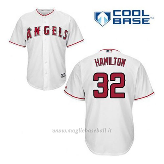 Maglia Baseball Uomo Los Angeles Angels Josh Hamilton 32 Bianco 1ªCool Base